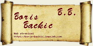 Boris Backić vizit kartica